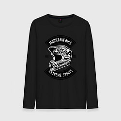 Лонгслив хлопковый мужской Mountain bike helmet, цвет: черный