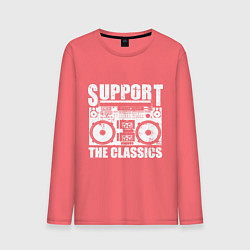 Лонгслив хлопковый мужской Support the classic, цвет: коралловый