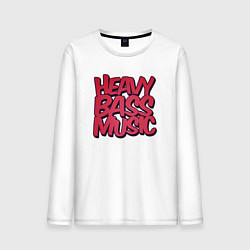Лонгслив хлопковый мужской Heavy bass music, цвет: белый