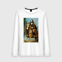Лонгслив хлопковый мужской Мона Лиза верхом на коне, цвет: белый