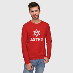 Лонгслив хлопковый мужской Astro logo, цвет: красный — фото 2