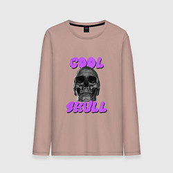 Лонгслив хлопковый мужской Cool Skull, цвет: пыльно-розовый