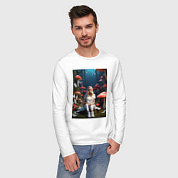 Лонгслив хлопковый мужской Alice in Wonderland, цвет: белый — фото 2