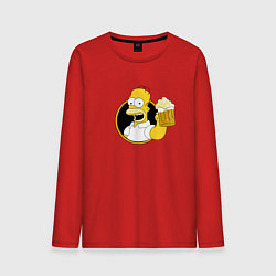 Лонгслив хлопковый мужской Гомер и пиво, цвет: красный