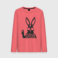 Лонгслив хлопковый мужской Stay cool rabbit, цвет: коралловый