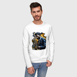 Лонгслив хлопковый мужской Чернокожий саксофонист, цвет: белый — фото 2