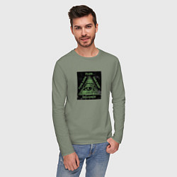 Лонгслив хлопковый мужской Туда сюда там сям миллионер, цвет: авокадо — фото 2