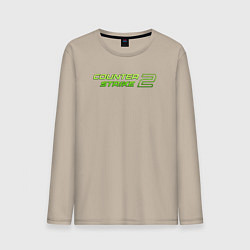 Лонгслив хлопковый мужской Counter strike 2 green logo, цвет: миндальный