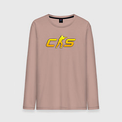 Лонгслив хлопковый мужской CS2 yellow logo, цвет: пыльно-розовый