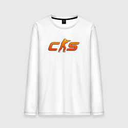 Лонгслив хлопковый мужской CS 2 orange logo, цвет: белый