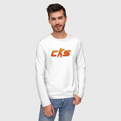 Лонгслив хлопковый мужской CS 2 orange logo, цвет: белый — фото 2