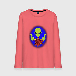 Лонгслив хлопковый мужской Вирус с другой планеты, цвет: коралловый