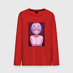 Лонгслив хлопковый мужской Евангелион: Аянами Рей, цвет: красный
