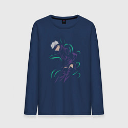 Лонгслив хлопковый мужской Сатору годжо - зеленый, цвет: тёмно-синий