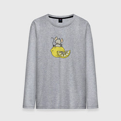 Мужской лонгслив Мышка сидит на лимоне