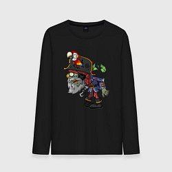 Лонгслив хлопковый мужской Зомби-пират, цвет: черный