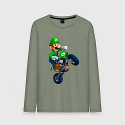 Лонгслив хлопковый мужской Луиджи на байке, цвет: авокадо