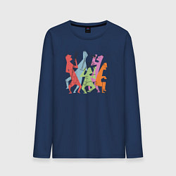 Лонгслив хлопковый мужской Jazz band, цвет: тёмно-синий