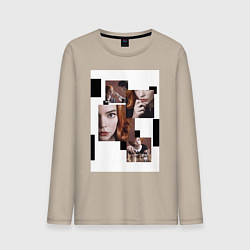 Лонгслив хлопковый мужской Ход королевы винтаж, цвет: миндальный