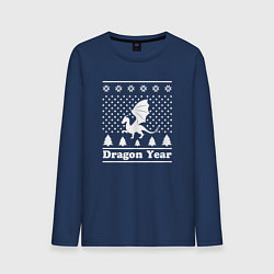 Лонгслив хлопковый мужской Sweater dragon year, цвет: тёмно-синий