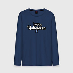 Лонгслив хлопковый мужской Happy halloween и паук, цвет: тёмно-синий