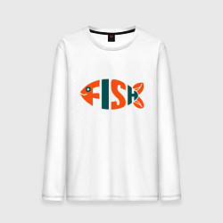 Лонгслив хлопковый мужской Большая рыба, цвет: белый