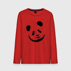 Лонгслив хлопковый мужской Голова милой панды, цвет: красный