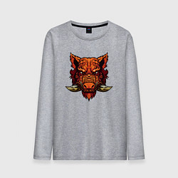 Мужской лонгслив Огненный дикий кабан