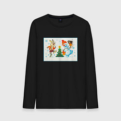 Мужской лонгслив Снеговик и заяц