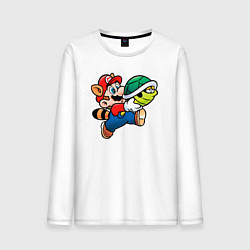 Лонгслив хлопковый мужской Марио несёт черепашку, цвет: белый