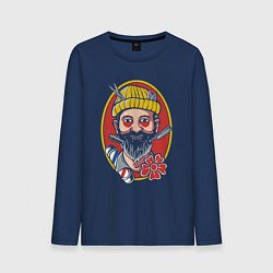 Лонгслив хлопковый мужской Barber, цвет: тёмно-синий