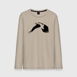 Лонгслив хлопковый мужской Орёл в полёте трафарет, цвет: миндальный