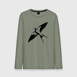 Лонгслив хлопковый мужской Ласточка парит трафарет, цвет: авокадо