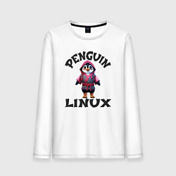 Мужской лонгслив Система линукс пингвин в кимоно
