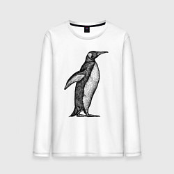 Лонгслив хлопковый мужской Пингвин сбоку, цвет: белый