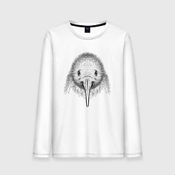 Лонгслив хлопковый мужской Птица киви анфас, цвет: белый