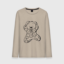 Лонгслив хлопковый мужской Спящий мишка в пижаме - раскраска, цвет: миндальный
