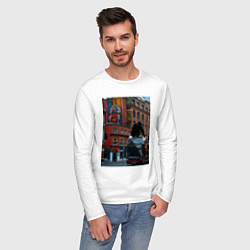 Лонгслив хлопковый мужской MoMo - Лондон, цвет: белый — фото 2