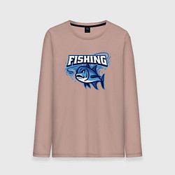 Лонгслив хлопковый мужской Fishing style, цвет: пыльно-розовый