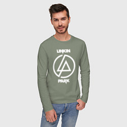 Лонгслив хлопковый мужской Linkin Park logo, цвет: авокадо — фото 2