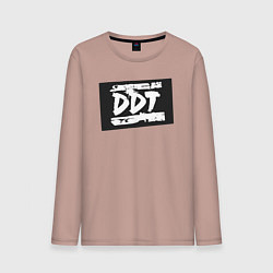 Лонгслив хлопковый мужской ДДТ - логотип, цвет: пыльно-розовый