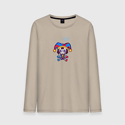 Лонгслив хлопковый мужской Toy Pomni thinking about exit, цвет: миндальный