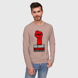 Лонгслив хлопковый мужской Rage against the machine - fist, цвет: пыльно-розовый — фото 2