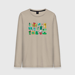 Мужской лонгслив Подарки коробки и открытки праздники
