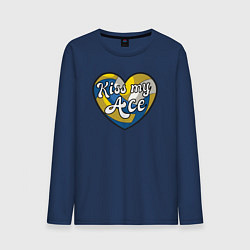 Лонгслив хлопковый мужской Kiss my ace ball, цвет: тёмно-синий