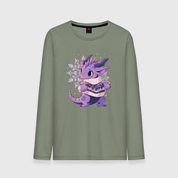 Лонгслив хлопковый мужской Фиолетовый дракон в свитере, цвет: авокадо