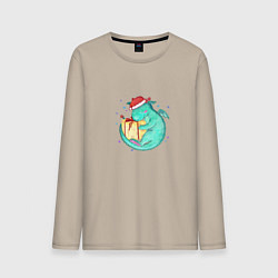 Лонгслив хлопковый мужской Дракончик с подарком, цвет: миндальный