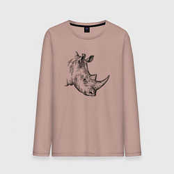 Мужской лонгслив Голова носорога гравюра