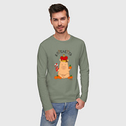 Лонгслив хлопковый мужской Король капибара: я прелесть, цвет: авокадо — фото 2