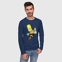 Лонгслив хлопковый мужской Барт Симпсон шершень - перевоплощение, цвет: тёмно-синий — фото 2
